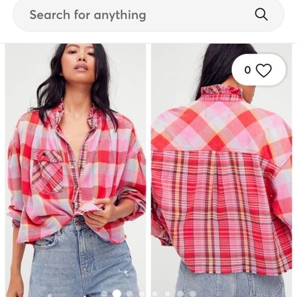 We The Free People Emily Plaid Top size S - Picture 13 of 15